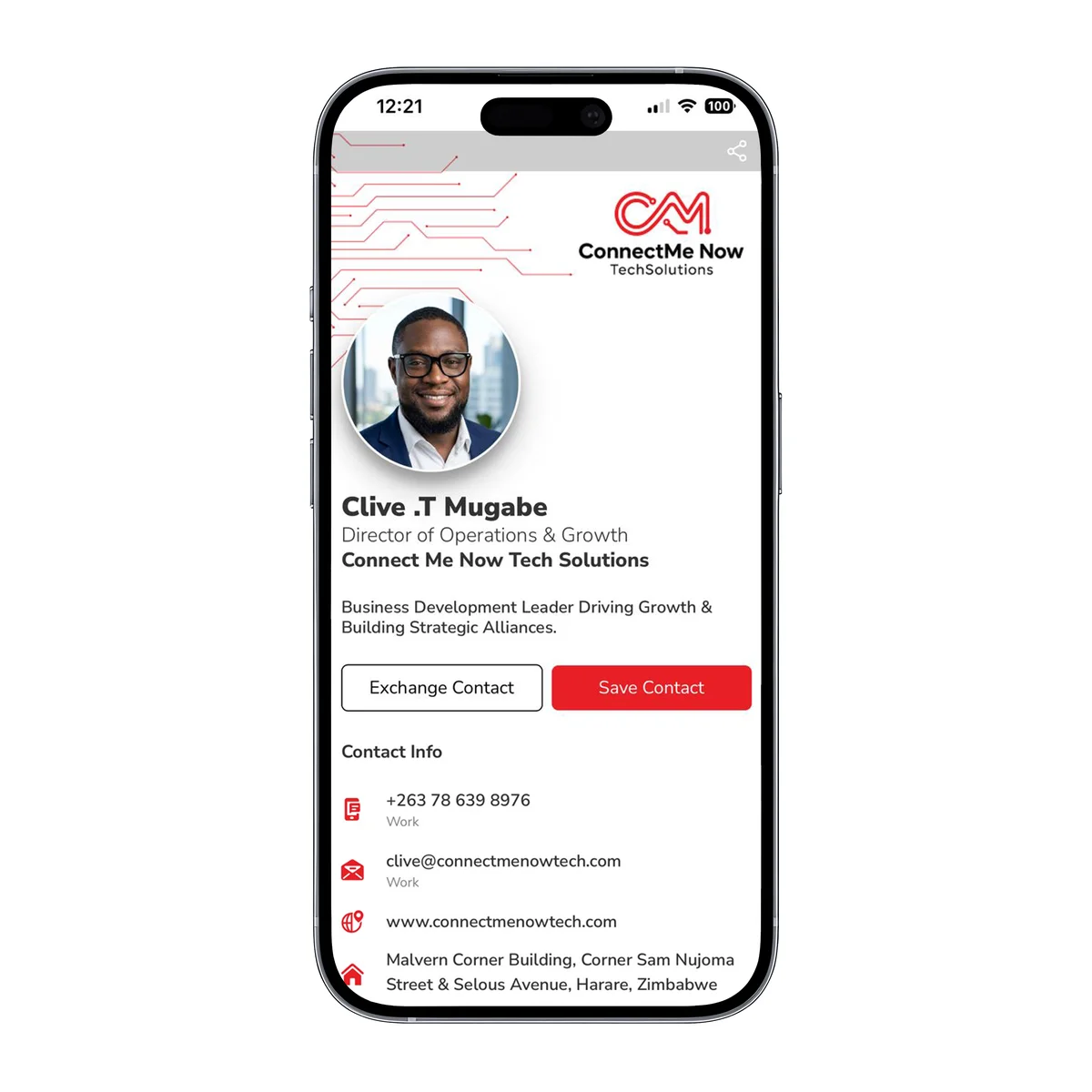 Digital profile shown on a smartphone