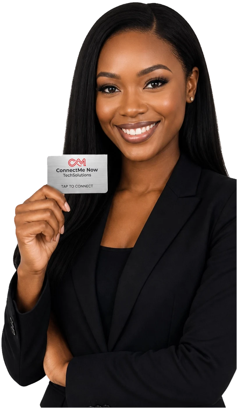 Professional holding a ConnectMe Now NFC card